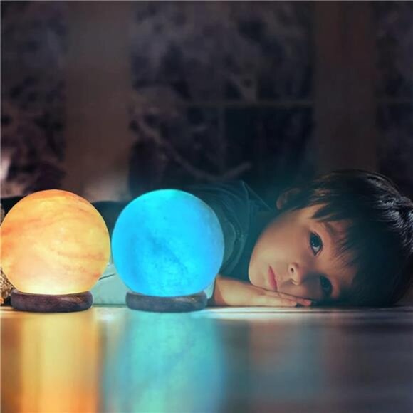 USB Himalayan Salt Lamp with 8 Colors Changing,Lovely Round Crystal Salt Rock - Picture 2 of 7